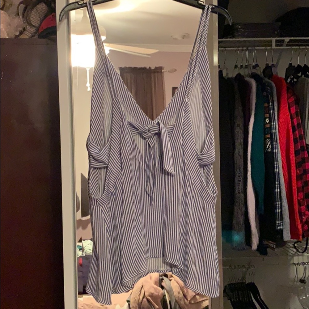 White & Blue Striped Top